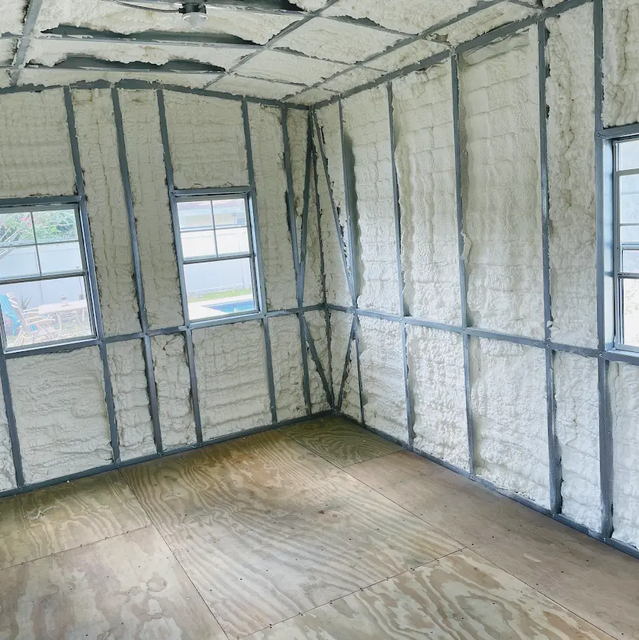 Closed-cell spray foam insulation applied to wall cavities in a residential project in Old Town